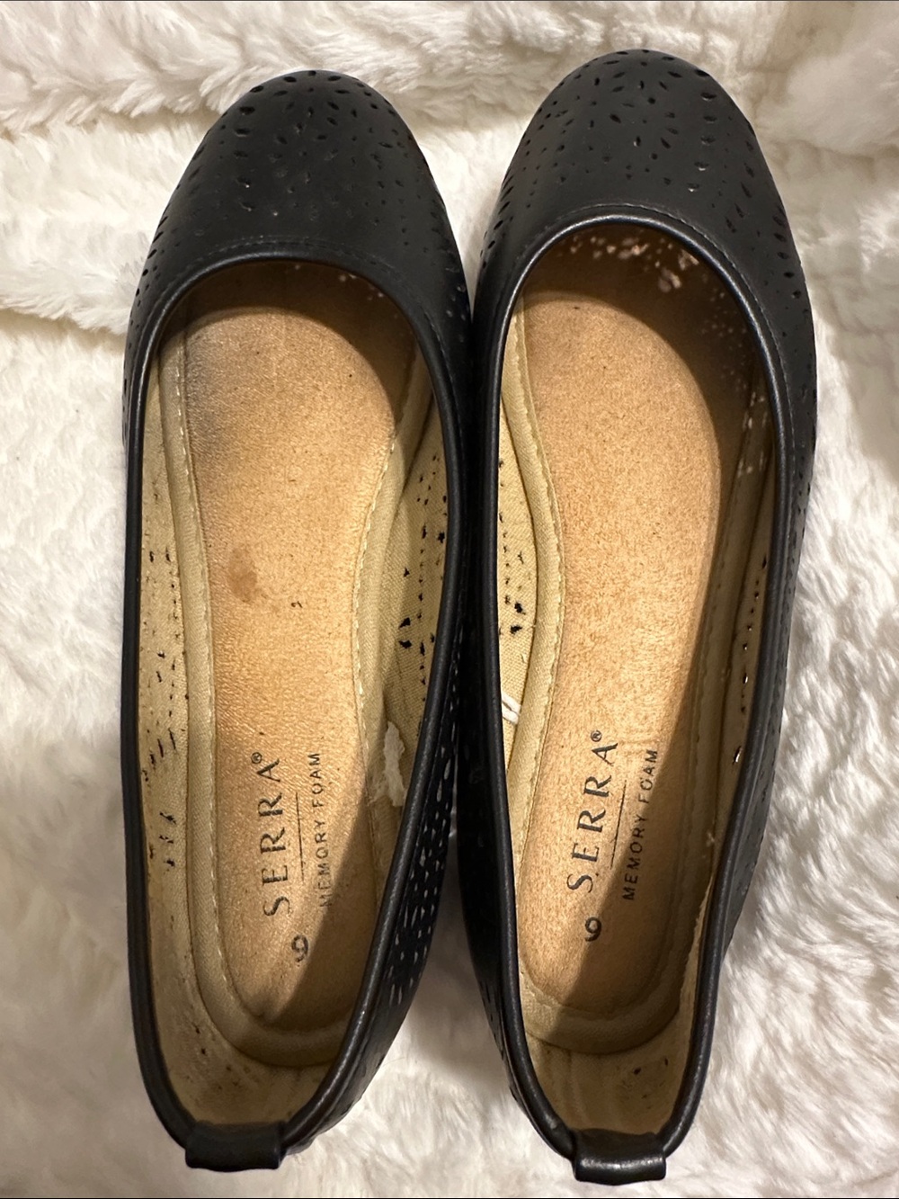 SERRA Black Perforated Slip-On Ballet Flats